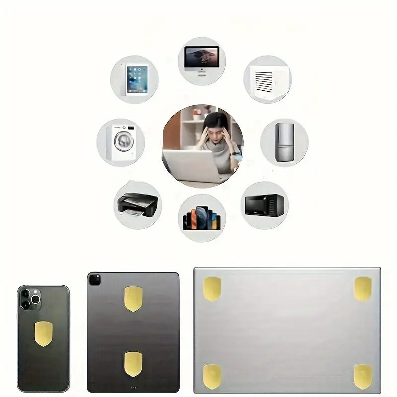 Strahlenschutz-Aufkleber auf einem Smartphone zur Reduzierung elektromagnetischer Strahlung