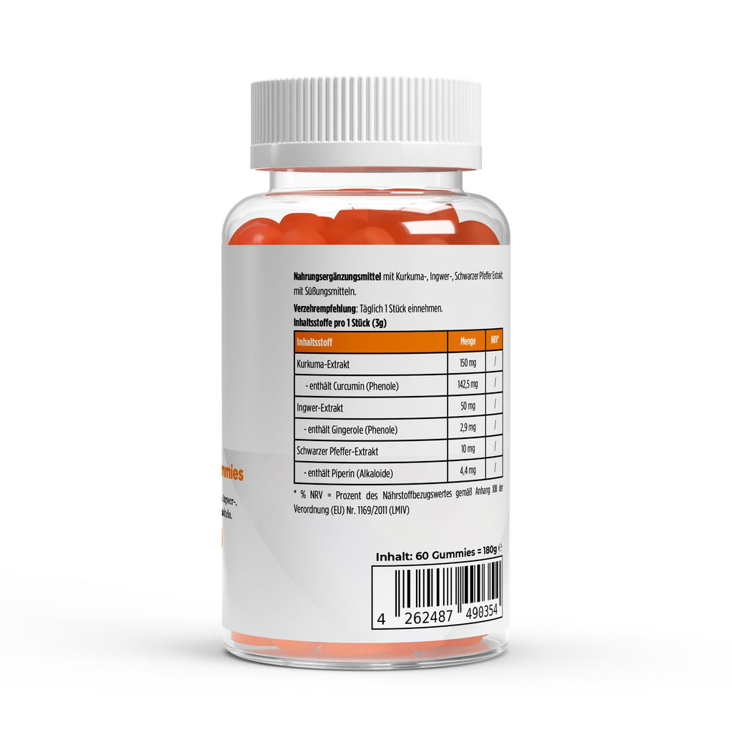 Kurkuma + Ingwer + Schwarzer Pfeffer Gummies - 60 Stk.