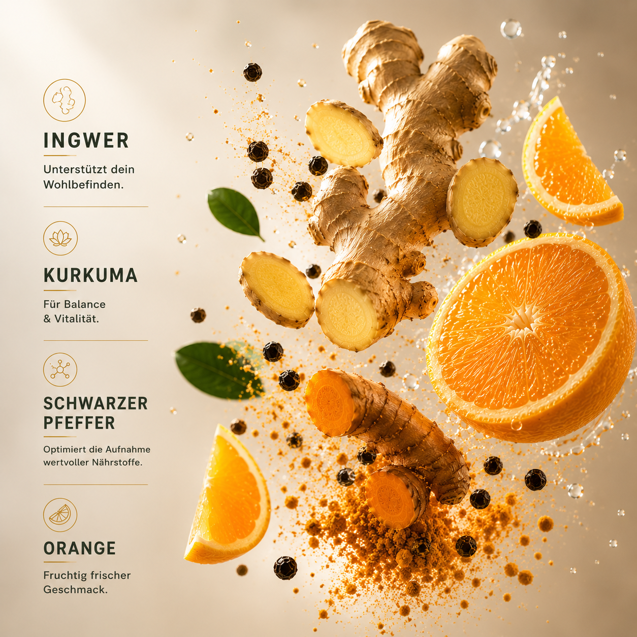 Kurkuma + Ingwer + Schwarzer Pfeffer Gummies - 60 Stk.