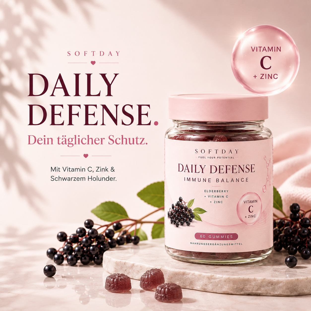 Elderberry + Vitamin C + Zink Gummies - 60 Stk.