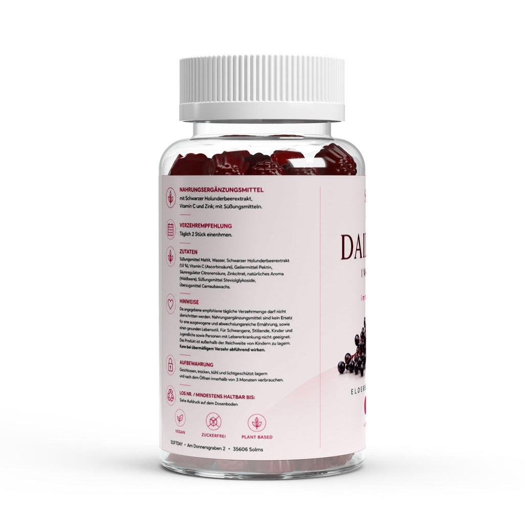 Softday Holunder Gummies mit Vitamin C und Zink, vegane Nahrungsergänzung