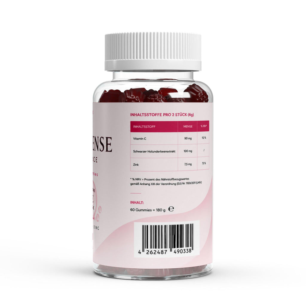 Elderberry Gummies in Nahaufnahme, fruchtiger Holunder-Geschmack, ohne Zucker