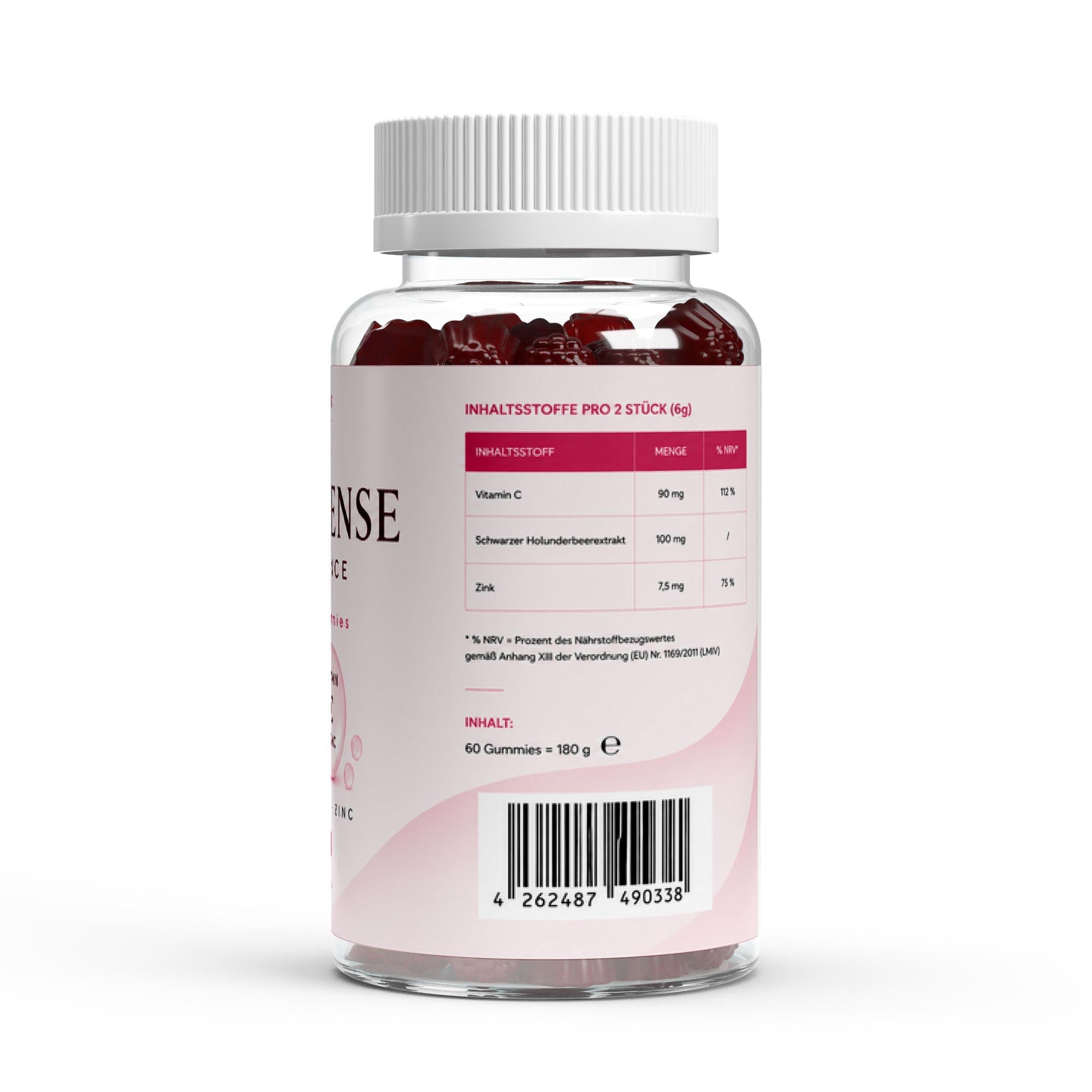 Elderberry Gummies in Nahaufnahme, fruchtiger Holunder-Geschmack, ohne Zucker