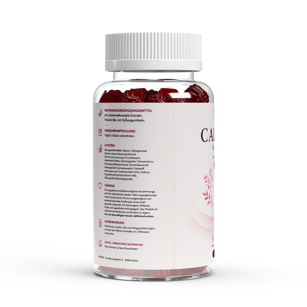 Rückseite der Dose mit Verzehrempfehlung der zuckerfreien Vitalpilz Gummies