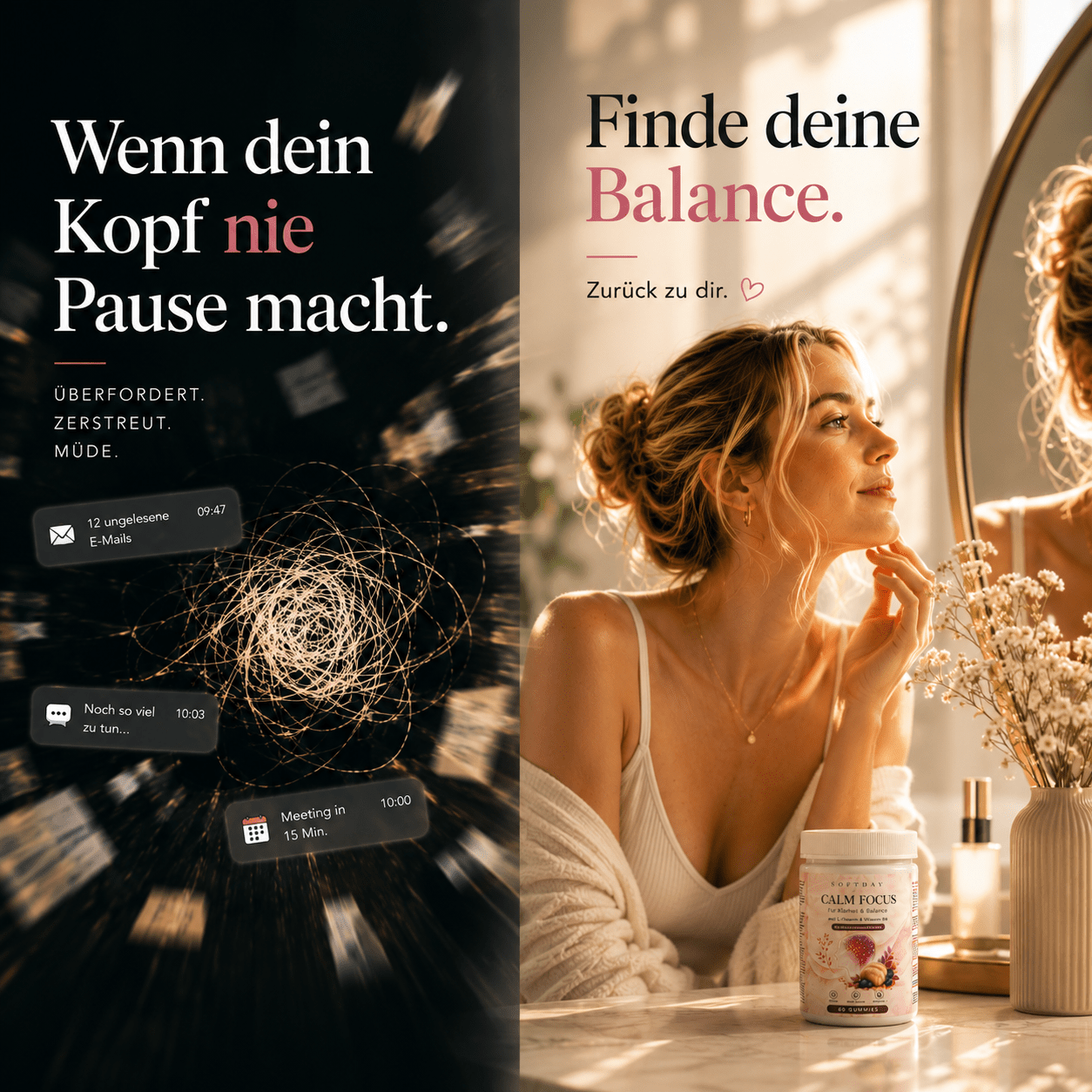Frau am Abend – Motiv zur Ruhe-Routine mit den Lions Mane Gummies