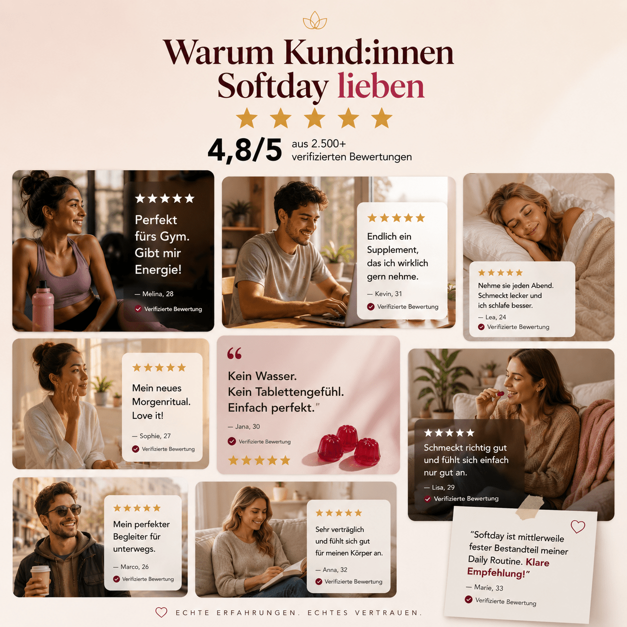 Zuckerfreie Fruchtgummis von Softday als Alternative zu Tabletten