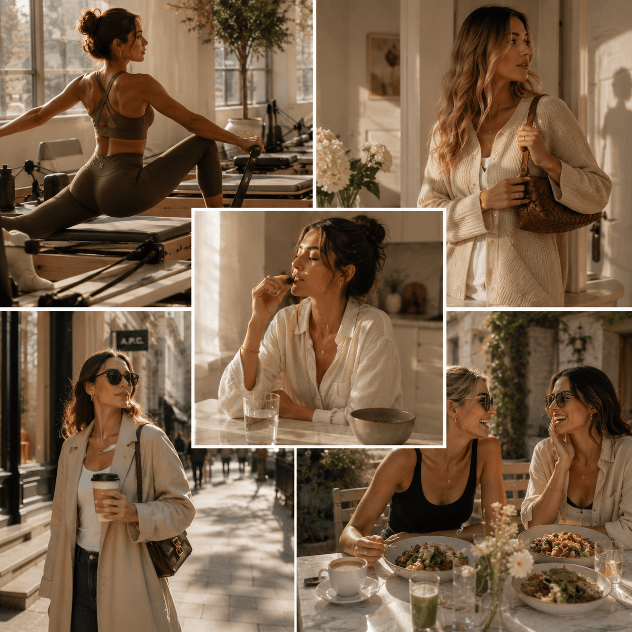 Frauen im Alltag Vital Rise Energie-Gummies – Lifestyle-Collage